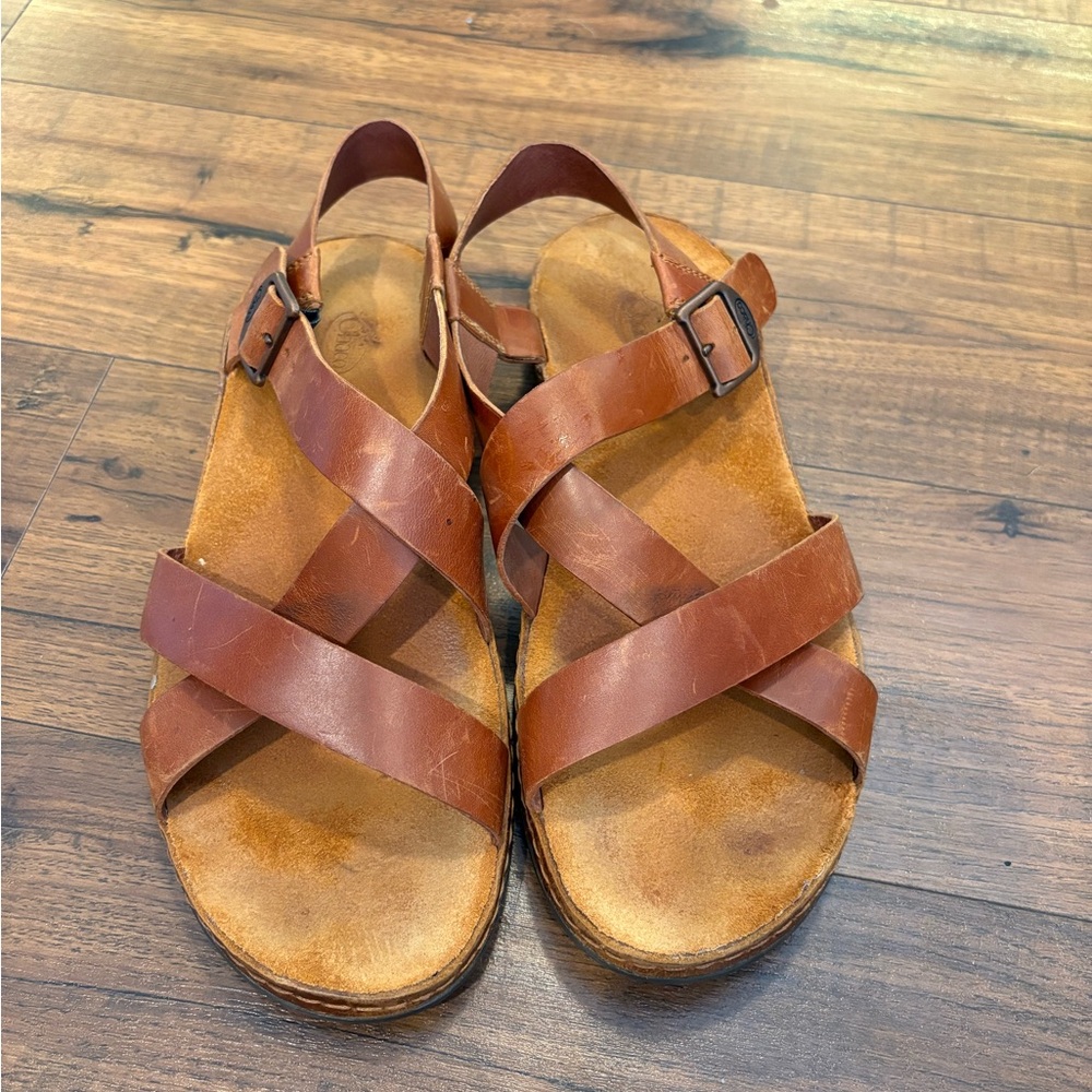 Chaco Sandals Womens 9 Wayfarer Strappy Brown Leather Buckled Open Toe Casual - Picture 2 of 7